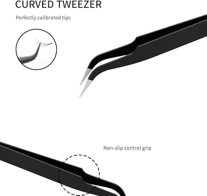 FIVETAS Lash Tweezers for Eyelash Extensions for Women Ingrown Hair Tweezers Pointed Precision Tweezers for Eyebrows & Ingrown Hair Removal