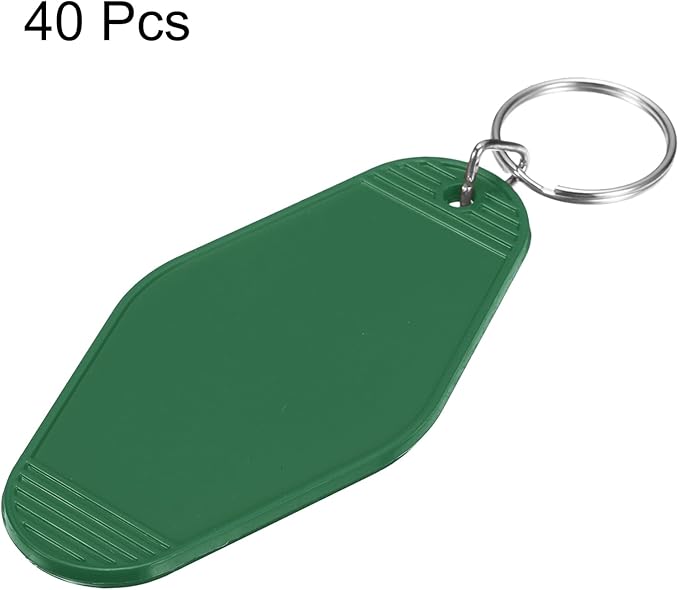 uxcell 40pcs Hotel Keychains Blank Vintage Plastic Rhombus Motel Keychains Hotel Key Tags Rings for DIY Luggage Labels