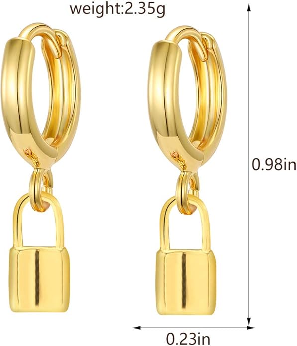 XYJZXY Gold Huggie Small Hoop Earrings with Charm Personalized Snake/Evil Eye/Star/Cross/Lock/Key 18k Gold Plated Crystal Drop Dangle Earrings for Women