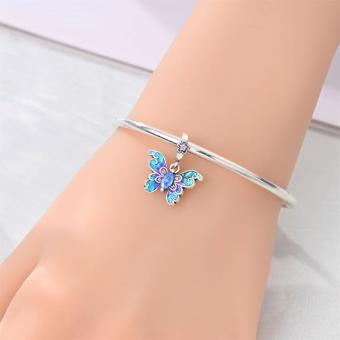 HONGRUI 925 Sterling Silver Charm for Bracelets Necklace Fashion Heart Bow Flower Family Butterfly Pendant Bead Charm for Women Festival jewelry gifts