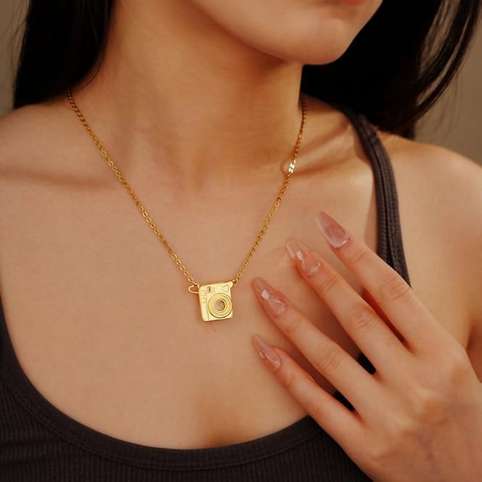 Personalized Stylish Mini Camera Necklace, Custom Picture Locket Pendant Necklace,Memorial Jewelry Gift for Photography Lovers