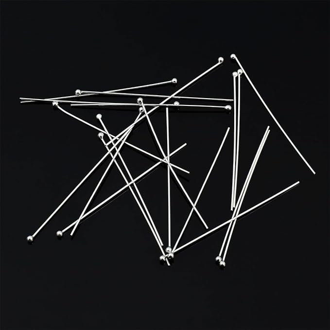 925 Sterling Silver Ball Head Pins 0.5x40mm 20pcs for Jewelry Making Findings