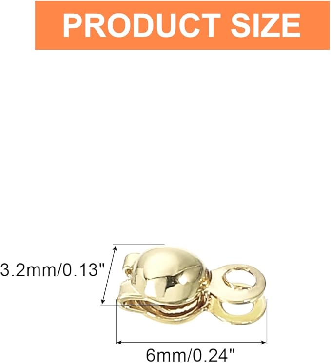 uxcell 180 Pcs 3.2mm Crimp End Caps, Clamshell Cord End Cap Connector Clasp Bead Tips Knot Covers Calotte End Crimp for DIY Jewelry Making, 14K Gold
