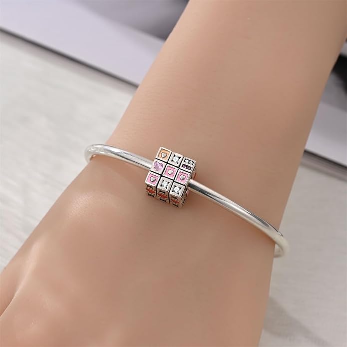 HONGRUI 925 Sterling Silver Charm for Bracelets Necklace Fashion Heart Bow Flower Family Butterfly Pendant Bead Charm for Women Festival jewelry gifts