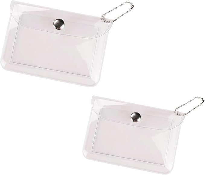 6 Pcs Transparent Womens Card Holder Wallet Small Coin Purse Keychain Mini Change Pouch Credit Card Case Coin Purses and Pouches, Plastic PVC Coin Wallet