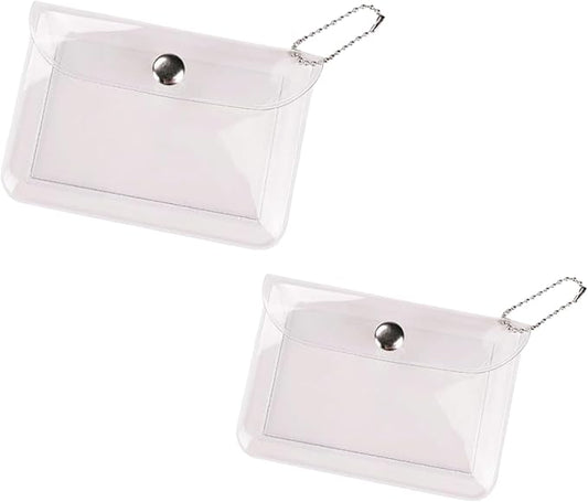 6 Pcs Transparent Womens Card Holder Wallet Small Coin Purse Keychain Mini Change Pouch Credit Card Case Coin Purses and Pouches, Plastic PVC Coin Wallet