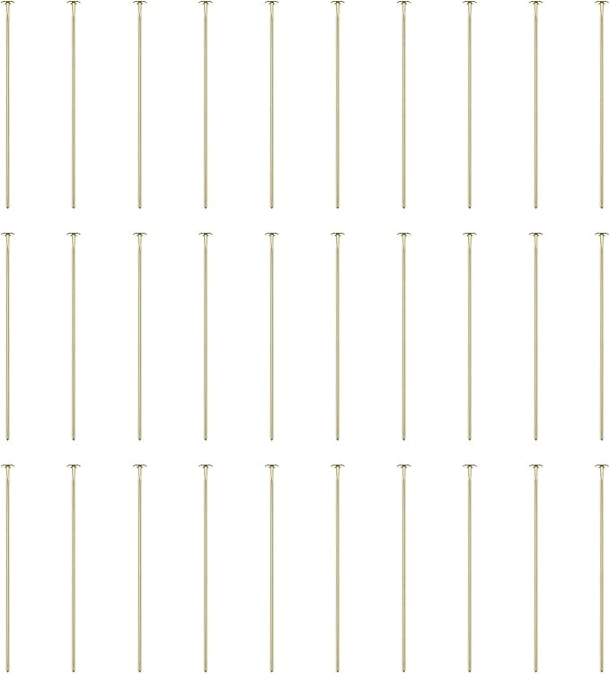 HARFINGTON 100pcs Flat Head Pins 1.18" 30mm Needles Bulk for Earring Pendant Necklace Bracelet Charm Jewelry Making Findings DIY Craft, 14K Gold