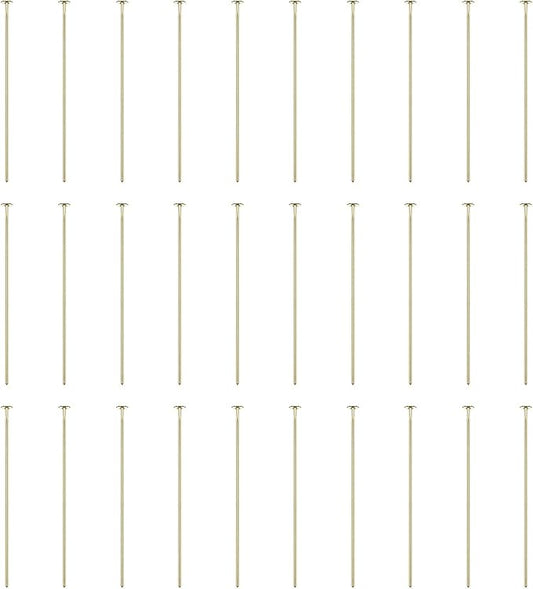 HARFINGTON 100pcs Flat Head Pins 1.18" 30mm Needles Bulk for Earring Pendant Necklace Bracelet Charm Jewelry Making Findings DIY Craft, 14K Gold