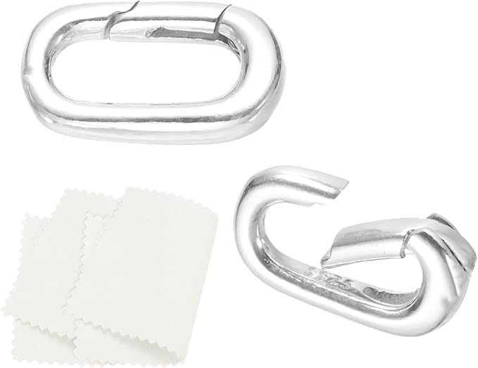 PATIKIL 14x8mm 925 Sterling Silver Spring Gate Rings, 2Pcs Tiny Oval Spring Clasps Necklace Enhancer Shortener Closures Connector for Jewelry Making Necklaces DIY, Silver Tone