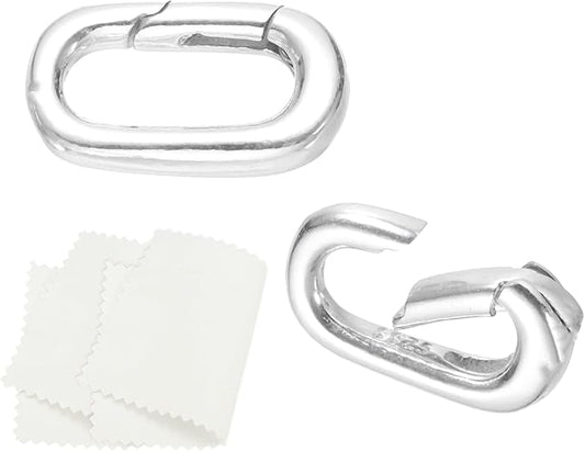 PATIKIL 14x8mm 925 Sterling Silver Spring Gate Rings, 2Pcs Tiny Oval Spring Clasps Necklace Enhancer Shortener Closures Connector for Jewelry Making Necklaces DIY, Silver Tone