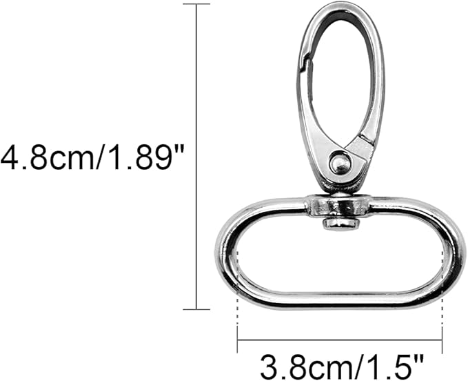 1-1/2 inch Swivel Lobster Claw Clasps 1.5 Inch 15pcs - Heavy Duty Metal Clasps with Secure Lock,Curved Snap Hooks for Bags Jewelry Making Keychains Lanyards & DIY Craft Supplies (Silver, 1.5 inch)