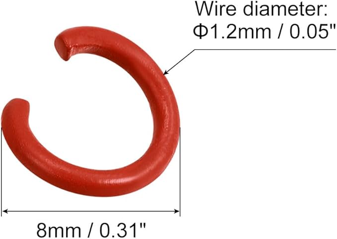 uxcell Open Jump Rings, 8mm Colorful O-Ring Connectors for DIY Crafts Jewelry Making, Carbon Steel, Red, 200Pcs
