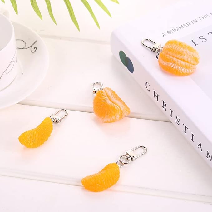 HSYHERE Men Women Creative Interesting Novelty Stylish Mini Simulated Food Orange Shrimp Keychain Key-ring Pendant
