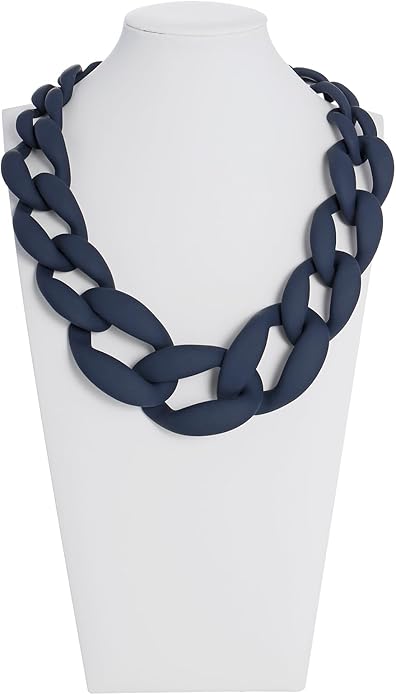 Firstmeet Chunky Acrylic Necklace Smooth Chain Link Cool Statement Choker Cuban Style Jewelry Gift for Women