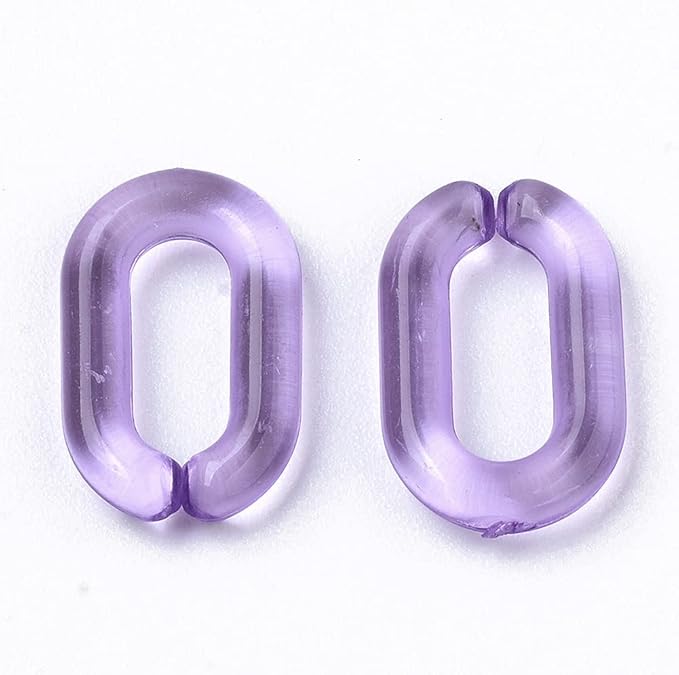 Beadthoven 100pcs Transparent Acrylic Linking Rings Oval Quick Link Connectors for Curb Chains Purse Eyeglass Chain DIY Craft Making 15x9x3mm (Orchid)