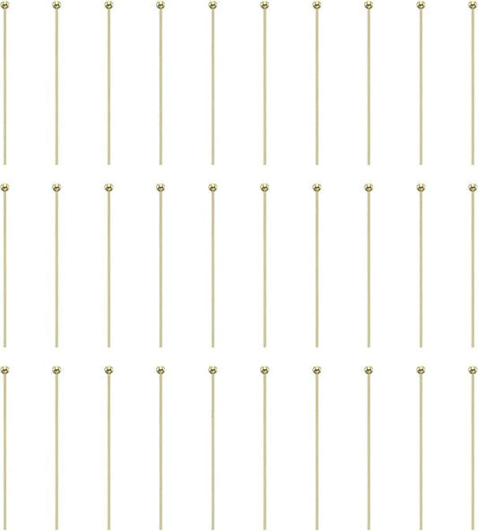 HARFINGTON 100pcs Ball Head Pins 1.38" 35mm Round Head Pins for Earring Pendant Necklace Bracelet Charm Jewelry Making Findings DIY Craft, 14K Gold