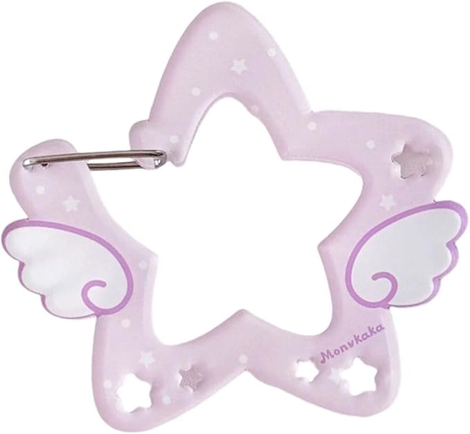 Acrylic Wing/Star Shape Carabiner Hook Clips Card Holder Keychain Portable Outdoor Keyring Hook Backpack Pendant Gifts