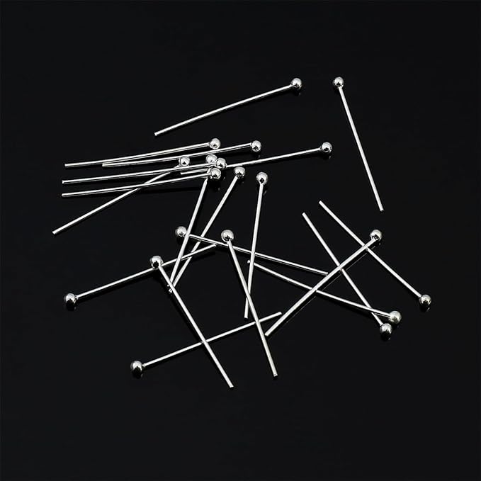 925 Sterling Silver Ball Head Pins 0.5x20mm 20pcs for Jewelry Making Findings