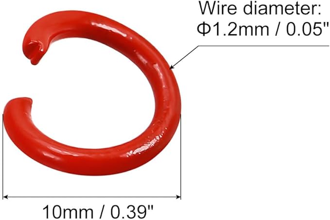 uxcell Open Jump Rings, 10mm Colorful O-Ring Connectors for DIY Crafts Jewelry Making, Carbon Steel, Red, 100Pcs