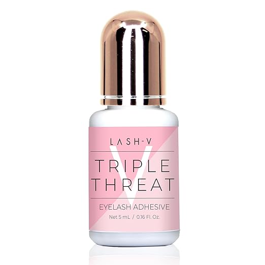 One V Salon Strong Triple Threat Advanced Eyelash Extension Glue (0.17fl.oz/5ml)/ 0.5 Sec Dry/up to 8 Weeks Retention/Professional Supplies