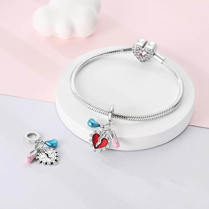 NARMO Charms for Bracelets 925 Sterling Silver Star Dangle Charms Car Keys Lipstick Dangle Charm Beads for Women Bracelets Necklace