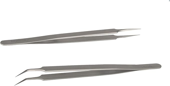 Tweezers, 5 Pcs Precision Tweezers Set, Anti-Static Stainless Steel Long Tweezers Kit for Electronics, Laboratory Work, Jewelry-Making, Craft, Soldering, Hobby, Watches, Car Machines Repair Etc