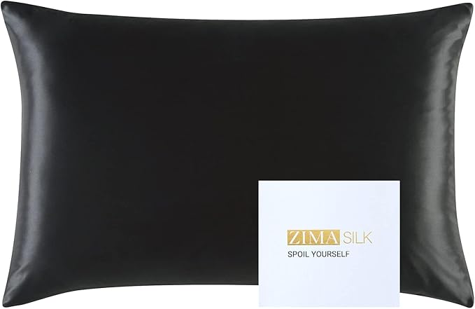 ZIMASILK 25 Momme 100% Pure Mulberry Silk Pillowcase for Hair and Skin Care, Highest Grade 6A Pillow Cases for Women, Long-Lasting Durablity, Gift for Women Men, 1Pc (King 20"x36", Black)