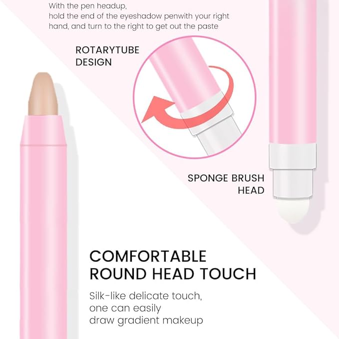 evpct 1Pcs Desert Matte Cream Eye Shadow Brightener Sticks for Eyes Waterproof Pigmented, Double Ended Cream Eyeshadow Stick Pencil Pen with Applicator, Eye Shadow Palette Highlighter Makeup 28