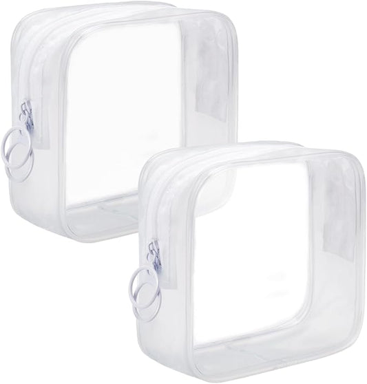 LYroo White Small Makeup Bag Clear Mini Makeup Zipper Pouch Makeup Bag Small Cosmetic Bag for Purse Essentials Items Women Coin Purse Aesthetic Stuff(2 Pack)