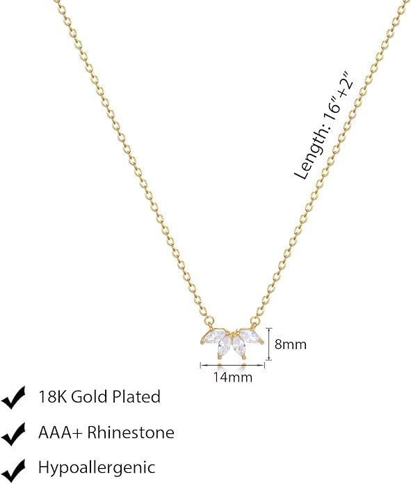 Luxval Diamond Pendant Gold Necklace for Women，Dainty 18k Gold Plated Choker Necklaces Simple Gold Jewelry Gifts for Women Girls