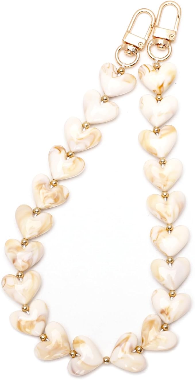 AUMEY Acrylic Heart Bag Chain Purse Charm Versatile handbag Chain Strap Wallet Handle Replacement Handbag Accessory