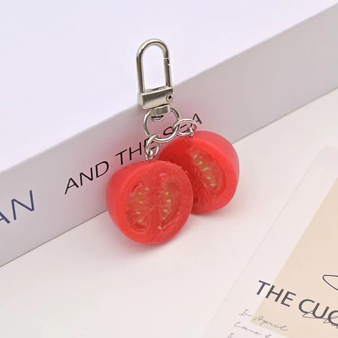 HSYHERE Men Women Creative Interesting Novelty Stylish Mini Simulated Food Orange Shrimp Keychain Key-ring Pendant