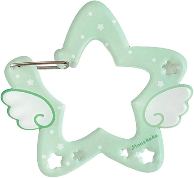 Acrylic Wing/Star Shape Carabiner Hook Clips Card Holder Keychain Portable Outdoor Keyring Hook Backpack Pendant Gifts