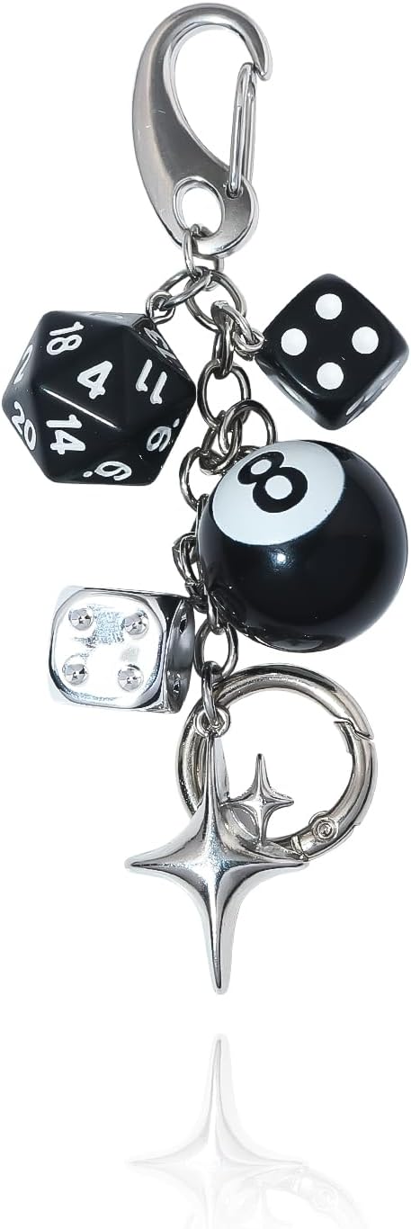 FunBoat Magic 8 Ball Cute Dice Charm Keychain Cute Backpack Purse Bag Hangings Accessories, Y2k Key Chain Gift Aesthetic