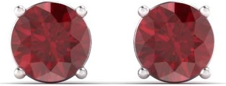 Diamondere Natural and Certified Gemstone Solitaire Petite Stud Earrings in 10K White Gold | 0.22 Carat Earrings for Women