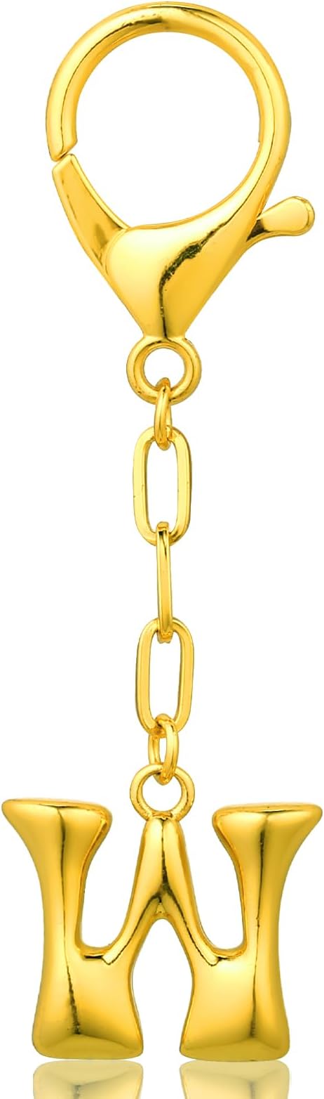VICKHU Gold Plated Bubble Initial Letter Cute Keychain for Women Car Key Purse Decorative Keyring Handbag Charms Fashion