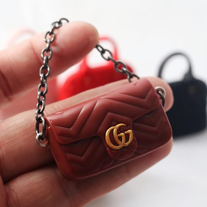 Dollhouse Decoration Accessories, 1:12 Dollhouse Ornament 3 Pcs Miniature Mini Satchel Tote Bag (B)