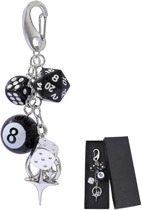 Y2k Aesthetic Dice 8 Ball Keychain-Cute Keychains for Backpack Mobile Phone Charms Lucky Gifts for Men Women
