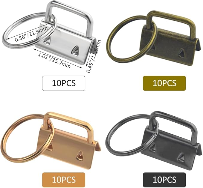 61PCS Key Fob Hardware Set Including 1 Inch 40Pcs Key Fob Hardware 20Pcs Leather Keychain Tassel and 1Pcs Key Fob Pliers for Key Fob Hardware Install