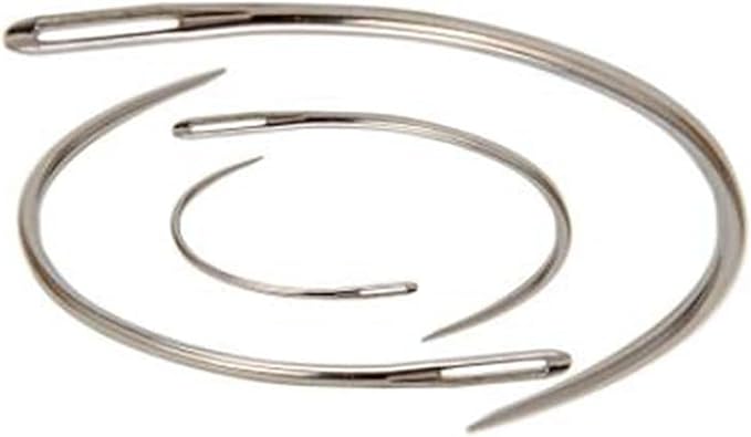 4 Pcs Silver Curved Leather Sewing Needles, Heavy Duty, Set for Weaving, Crafts & Repairing