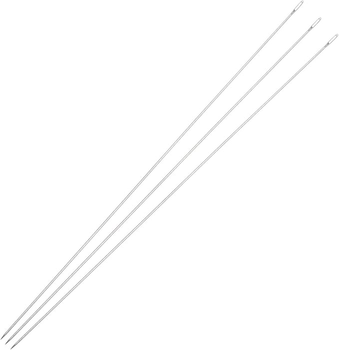 uxcell 25Pcs Beading Needles Fine Thin Long Straight Sewing Embroidery Threads Stainless Steel 4.72 Inch 0.6mm Wire Diameter