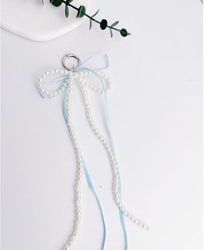 Pearl Bow Keychain Cute Y2k Lace Bowknot Keychain Coquette Aesthetic Accessories Bag Purse Handbag Backpack Charm
