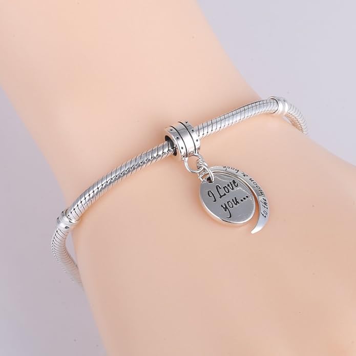 925 Sterling Silver Love Heart Charms fit Pandora Style Bracelets for Mothers Day Christmas Valentines Day Gift for Mom Wife Grandma