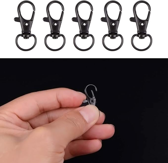 70PCS Swivel Snap Hooks with Key Rings, Metal Lobster Claw Clasp, Keychain Rings for Crafts(Gun Black, 1.25inch(32mm)