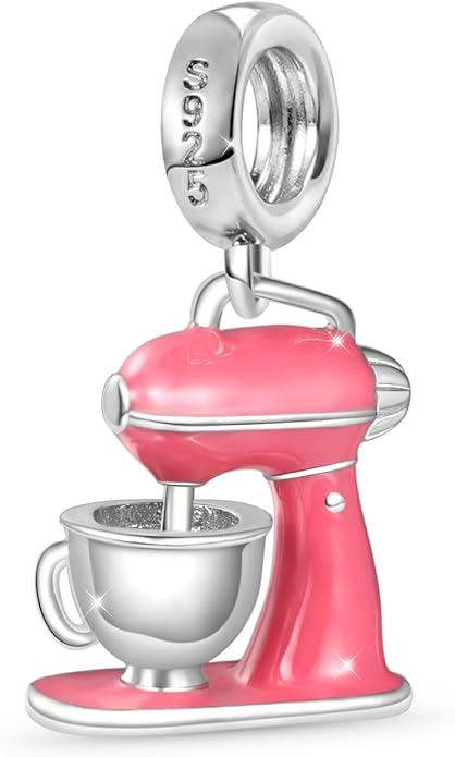 GNOCE Baker's Mixer Pendant Charms 925 Sterling Silver Dangle Charm for Bracelet Jewelry Gift For Women Wife Fit Snake Chain Bracelets