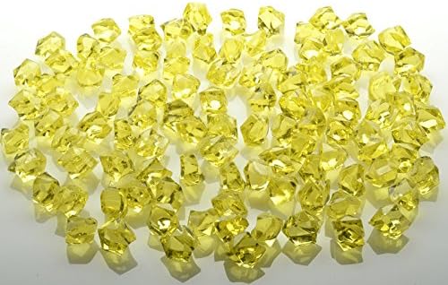 WGV Acrylic Ice Rock Crystals Treasure Gems for Table Scatters, Vase Fillers, Wedding, Banquet, Party, Event, Birthday Decor (Approx 150 pcs per Bag), 1 Box with 24 Bags, Yellow