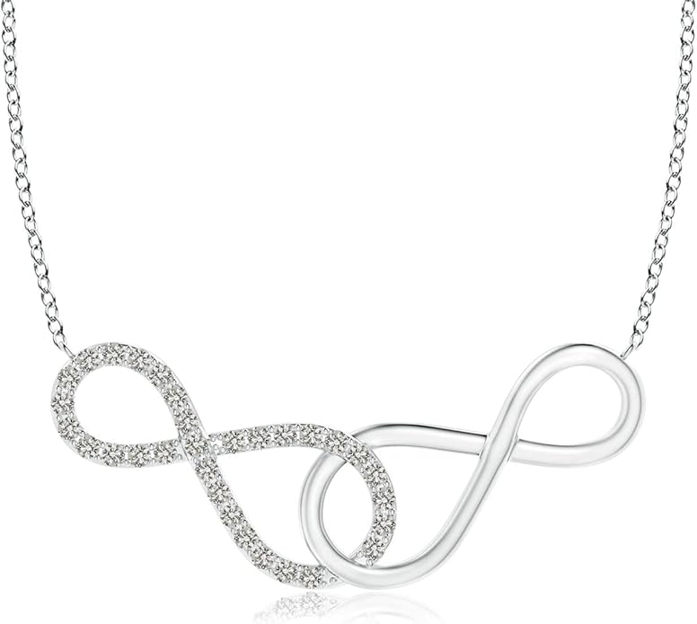 Angara Natural Diamond Pendant for Women | Interlocking Diamond Sideways in Silver/14K Solid Gold/Platinum With 18" Chain | April Birthday, Anniversary, Gemstone Jewelry Gift