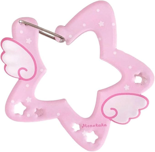 Acrylic Wing/Star Shape Carabiner Hook Clips Card Holder Keychain Portable Outdoor Keyring Hook Backpack Pendant Gifts