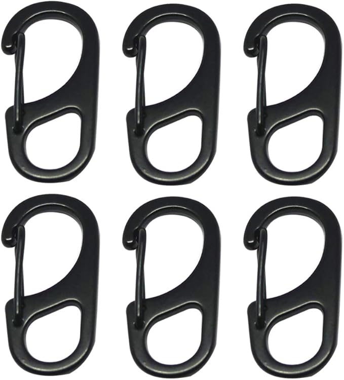 Small Carabiner Clips 1.25 inch/1.85 inch Snap Hooks with Fixed Eye Spring Gate Keychain Parocord Rope Clasps Accessories