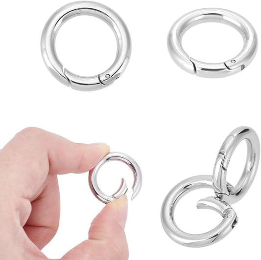 UNICRAFTAL 4pcs 24mm Spring Gate Rings Stainless Steel Spring Ring Clasps Closed Ring Clasps O Rings Clasp Connector Findings for DIY Jewelry Making, Stainless Steel Color, Inner Dia 16mm